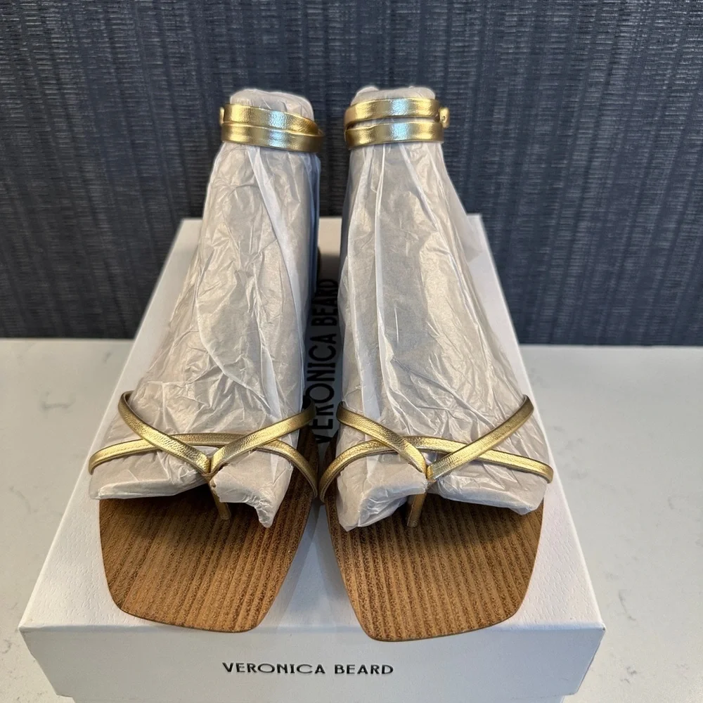 NIB Veronica Beard Allegra Sandal, light gold, size 9 - Picture 8 of 11